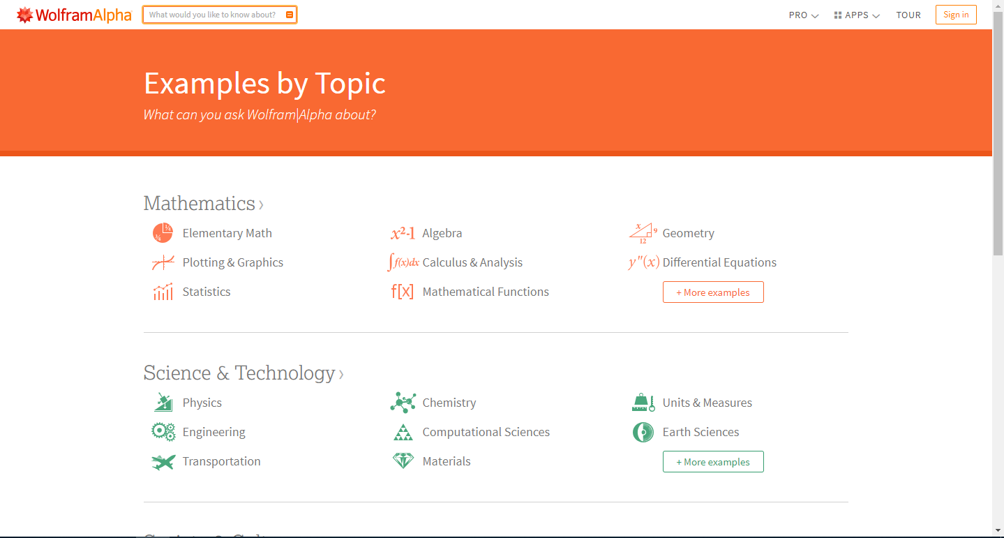 Скриншот (снимок экрана) Wolfram|Alpha