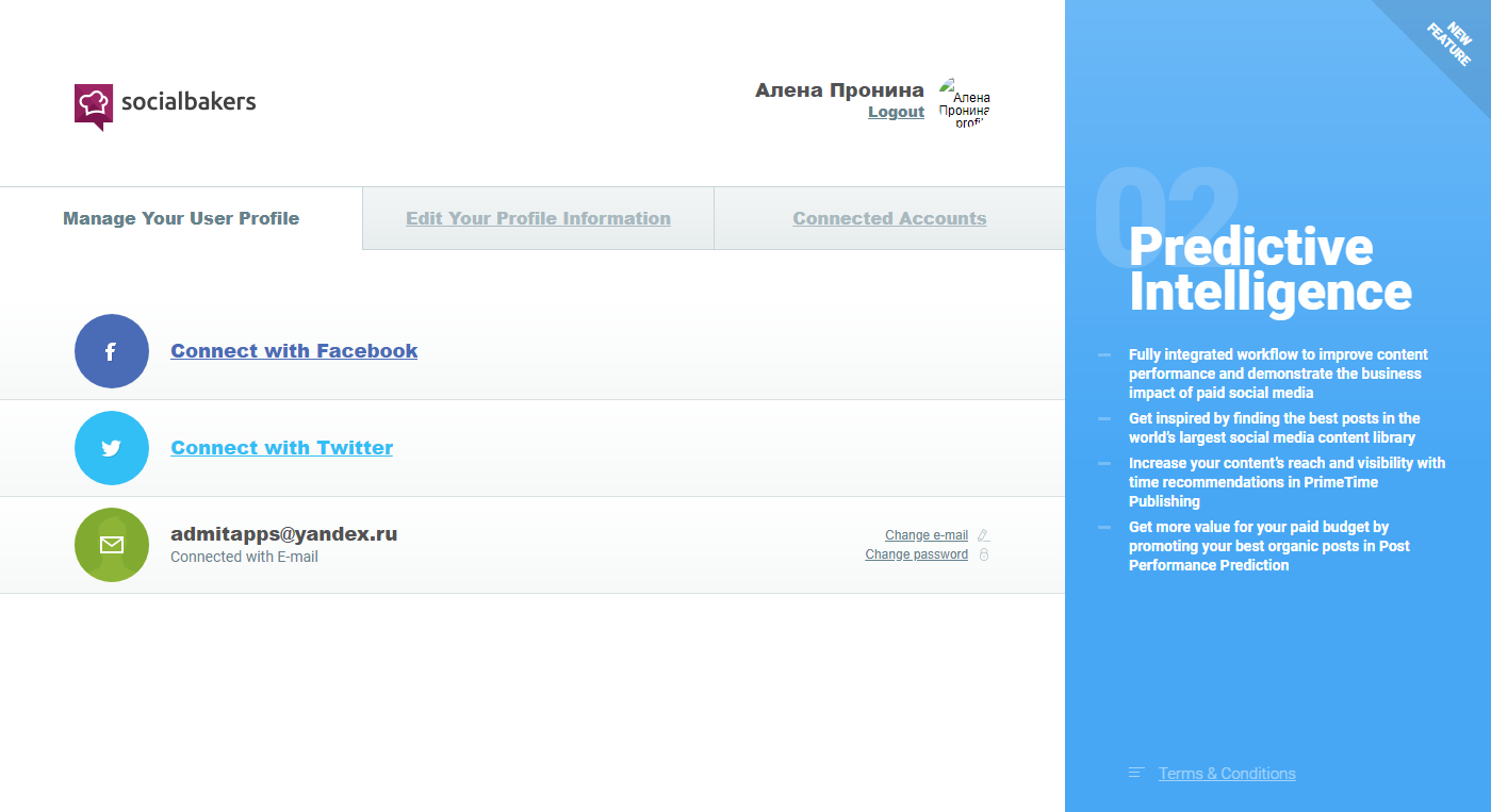 Скриншот (снимок экрана) Socialbakers