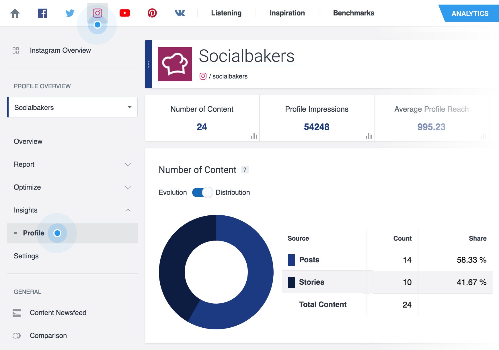 Скриншот (снимок экрана) Socialbakers