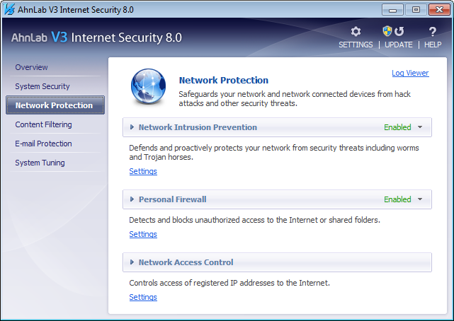 Скриншот (снимок экрана) AhnLab Internet Security