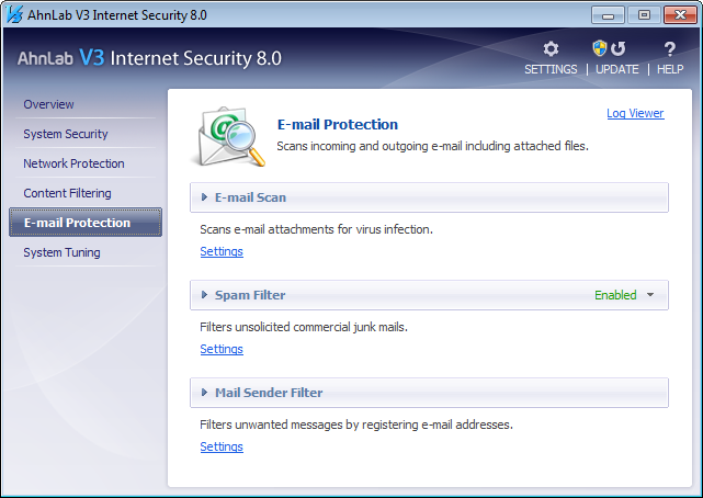Скриншот (снимок экрана) AhnLab Internet Security