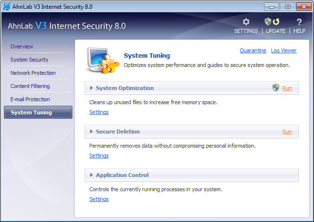 Скриншот (снимок экрана) AhnLab Internet Security