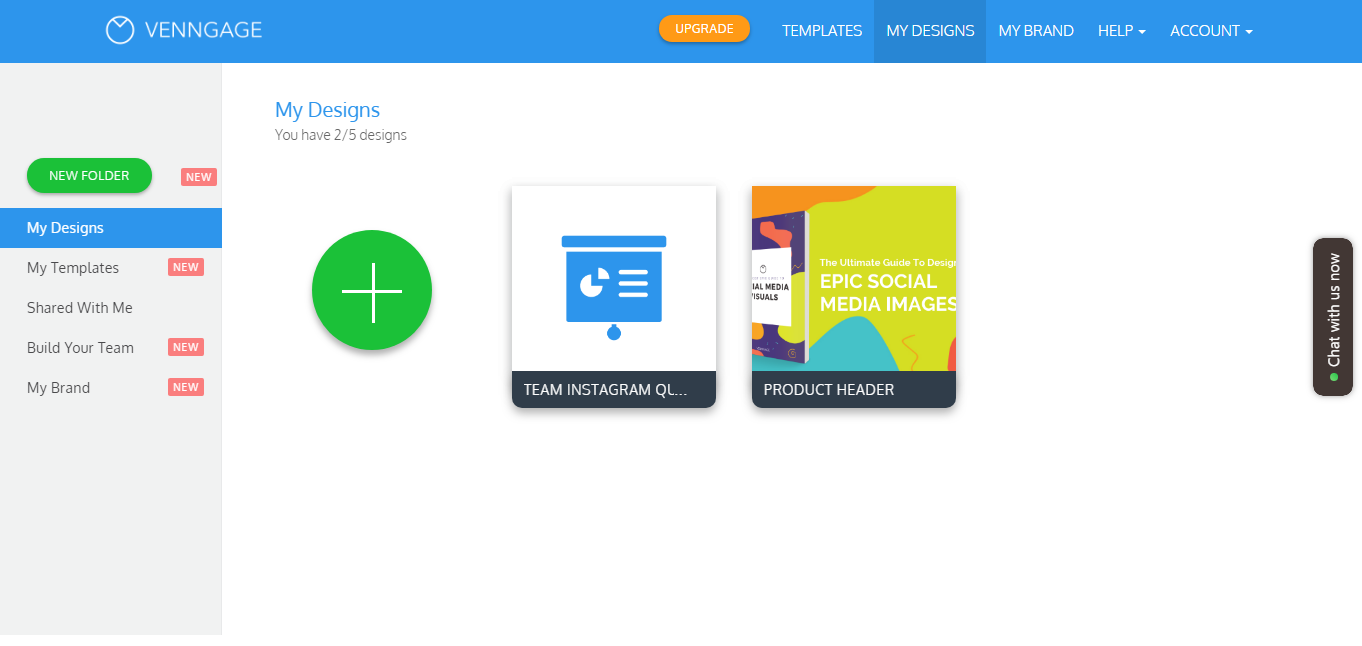 Скриншот (снимок экрана) Venngage