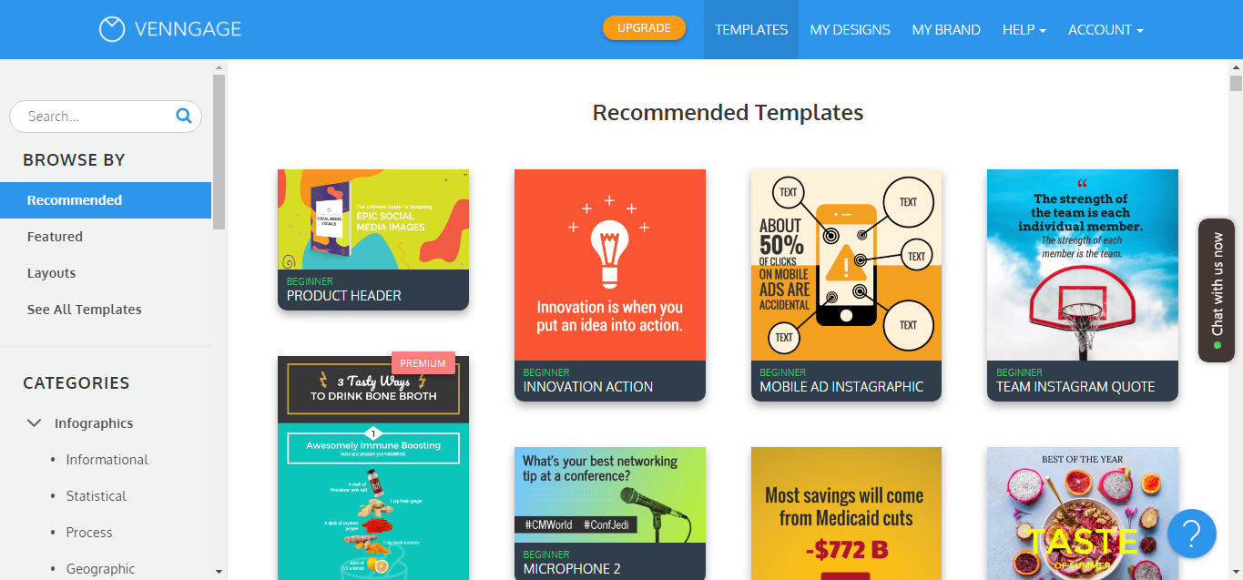 Скриншот (снимок экрана) Venngage
