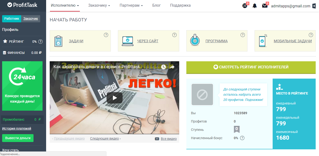 Скриншот (снимок экрана) ProfitTask