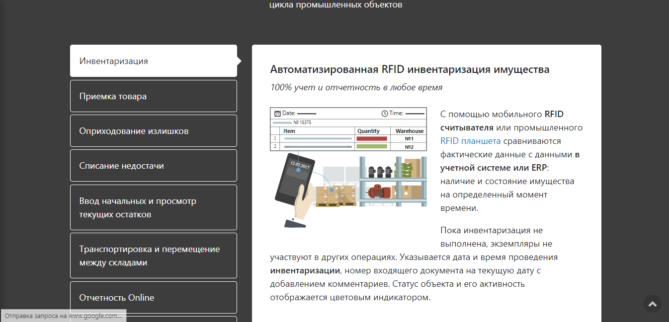 Скриншот (снимок экрана) Go RFID