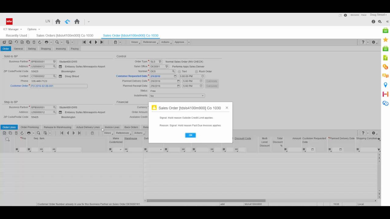 Скриншот (снимок экрана) Infor LN