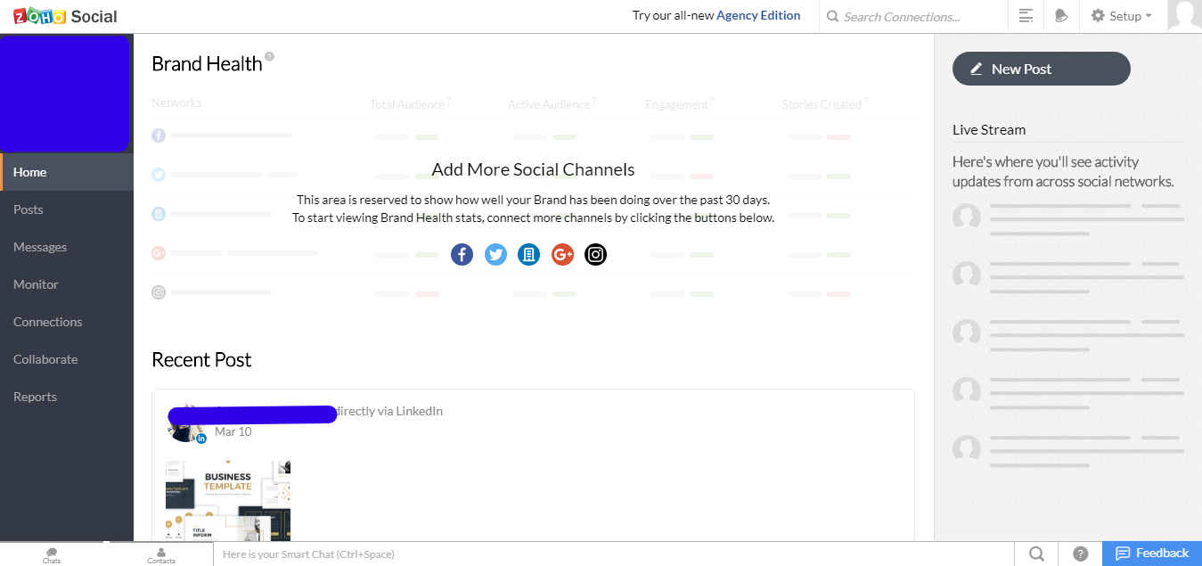 Скриншот (снимок экрана) Zoho Social