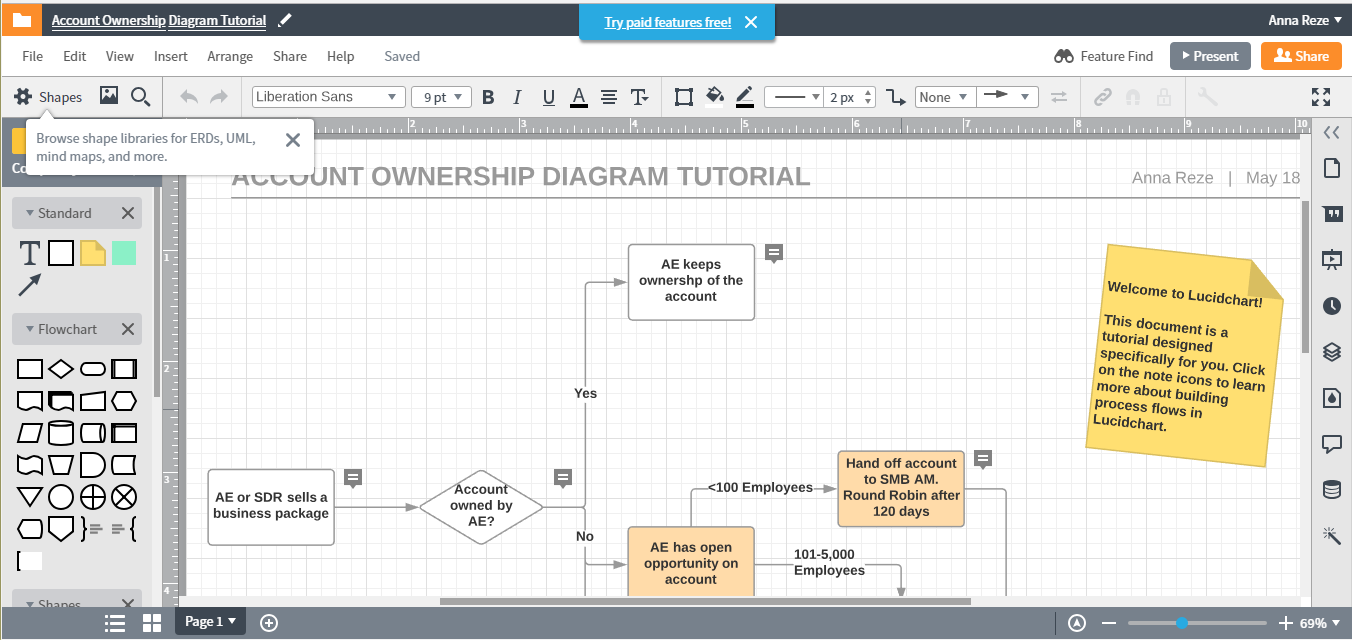 Скриншот (снимок экрана) Lucidchart