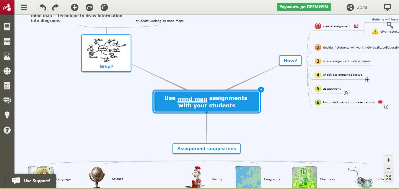 Скриншот (снимок экрана) Mindomo