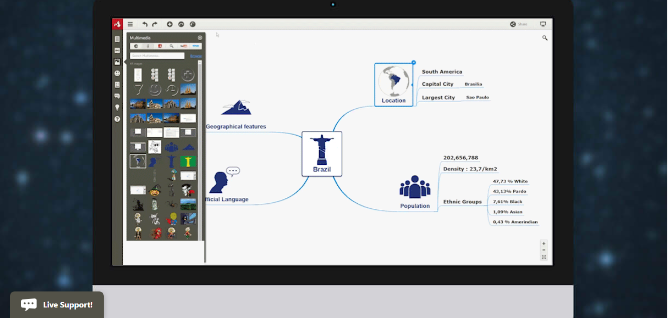 Скриншот (снимок экрана) Mindomo