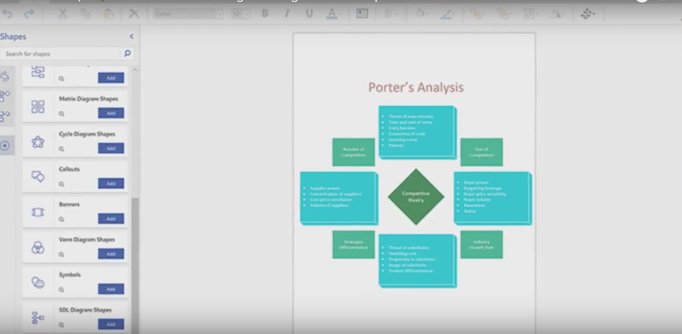 Скриншот (снимок экрана) Microsoft Visio Online