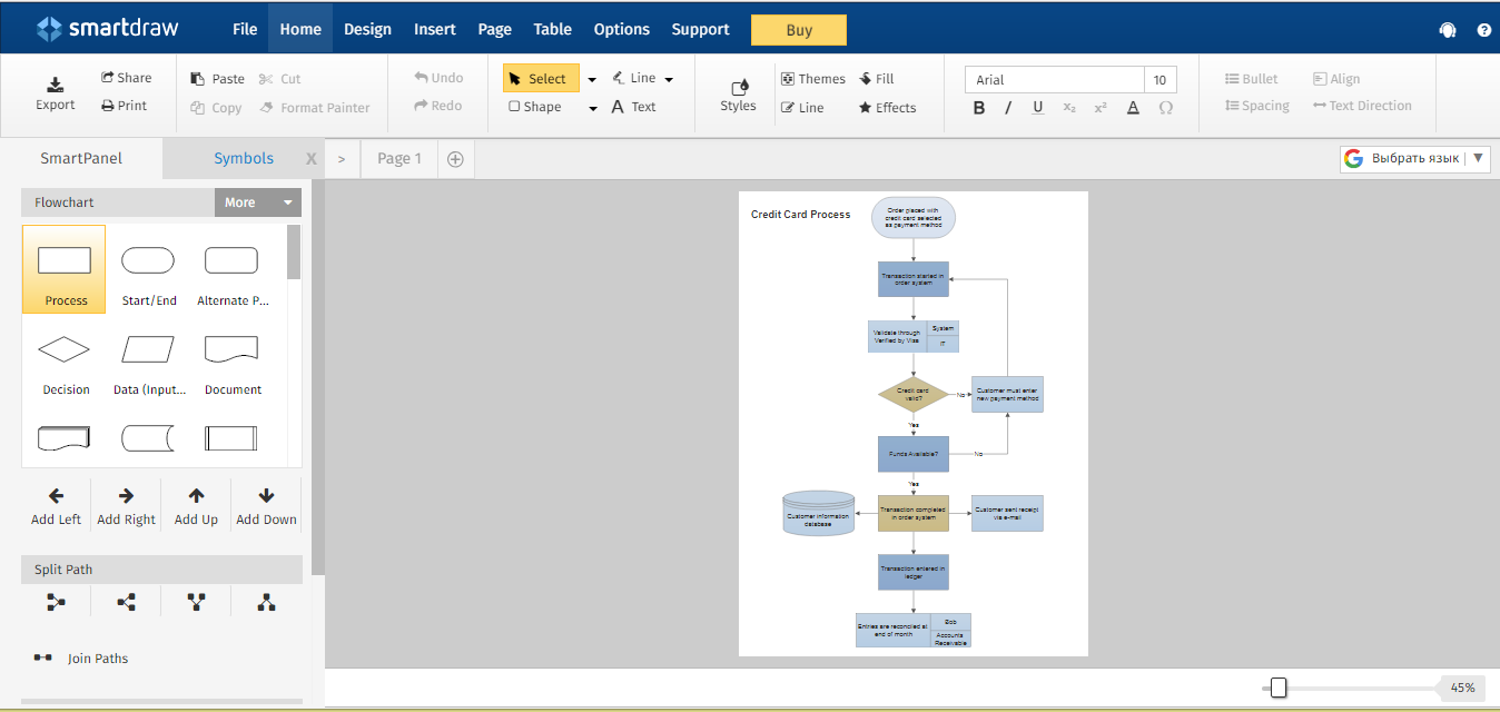Скриншот (снимок экрана) SmartDraw