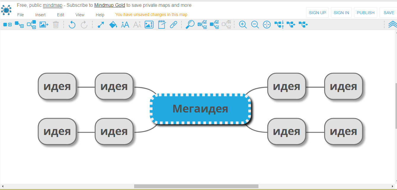 Скриншот (снимок экрана) MindMup