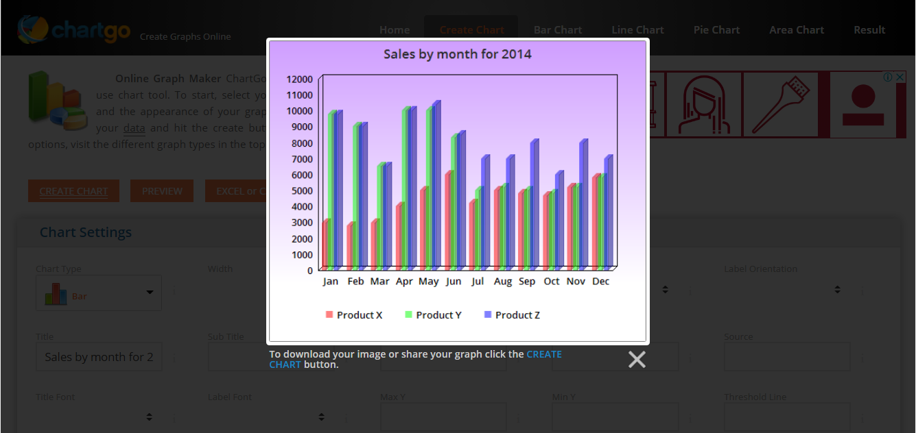 Скриншот (снимок экрана) ChartGo
