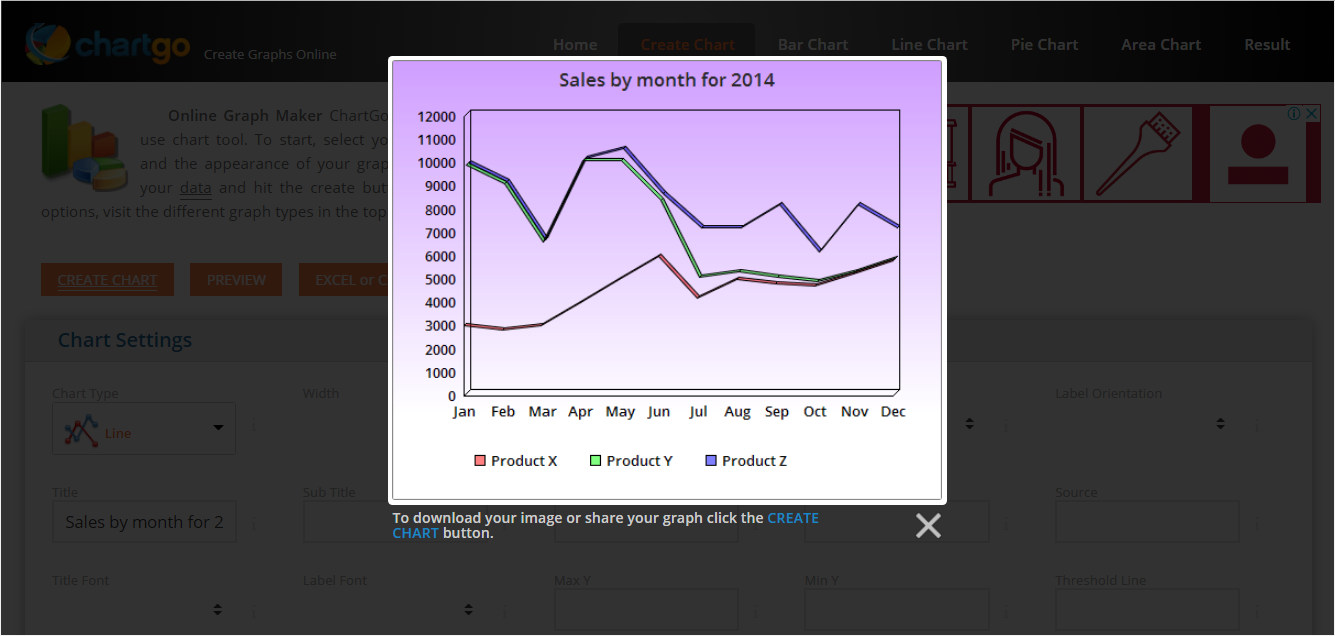 Скриншот (снимок экрана) ChartGo