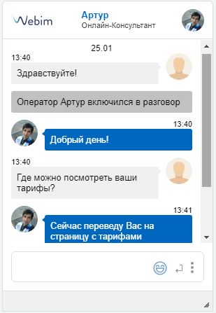 Скриншот (снимок экрана) Webim