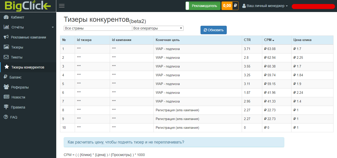 Скриншот (снимок экрана) BigClick.me