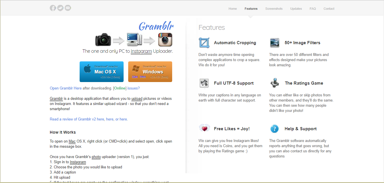 Скриншот (снимок экрана) Gramblr