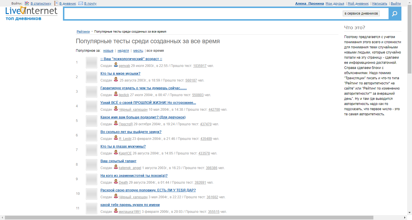 Скриншот (снимок экрана) LiveInternet