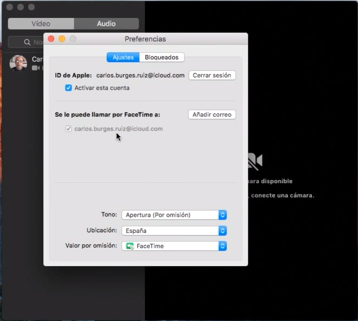 Скриншот (снимок экрана) FaceTime