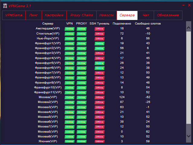 Скриншот (снимок экрана) VPNGame