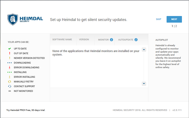 Скриншот (снимок экрана) Heimdal Security