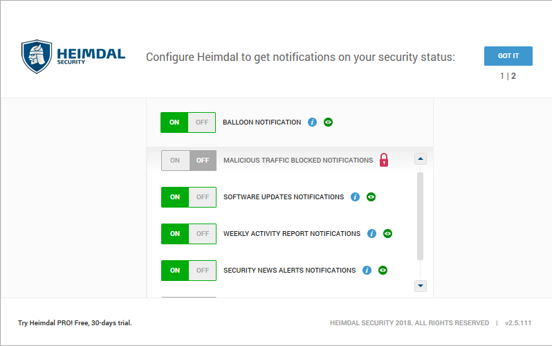 Скриншот (снимок экрана) Heimdal Security