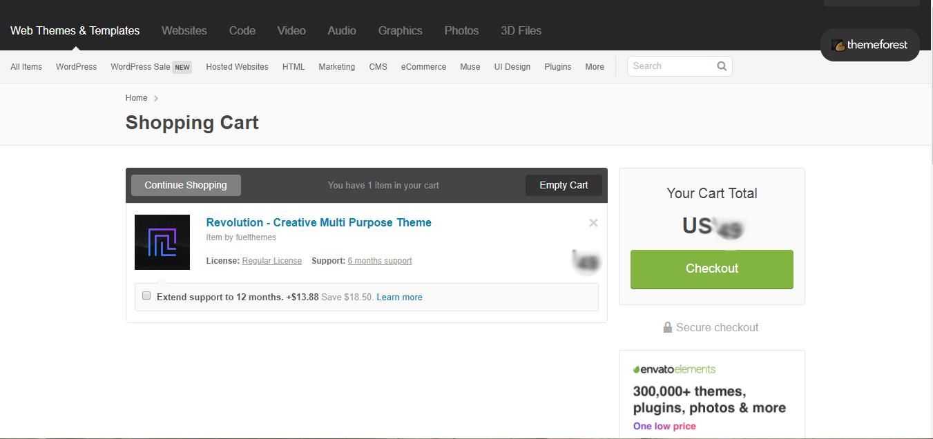 Скриншот (снимок экрана) ThemeForest