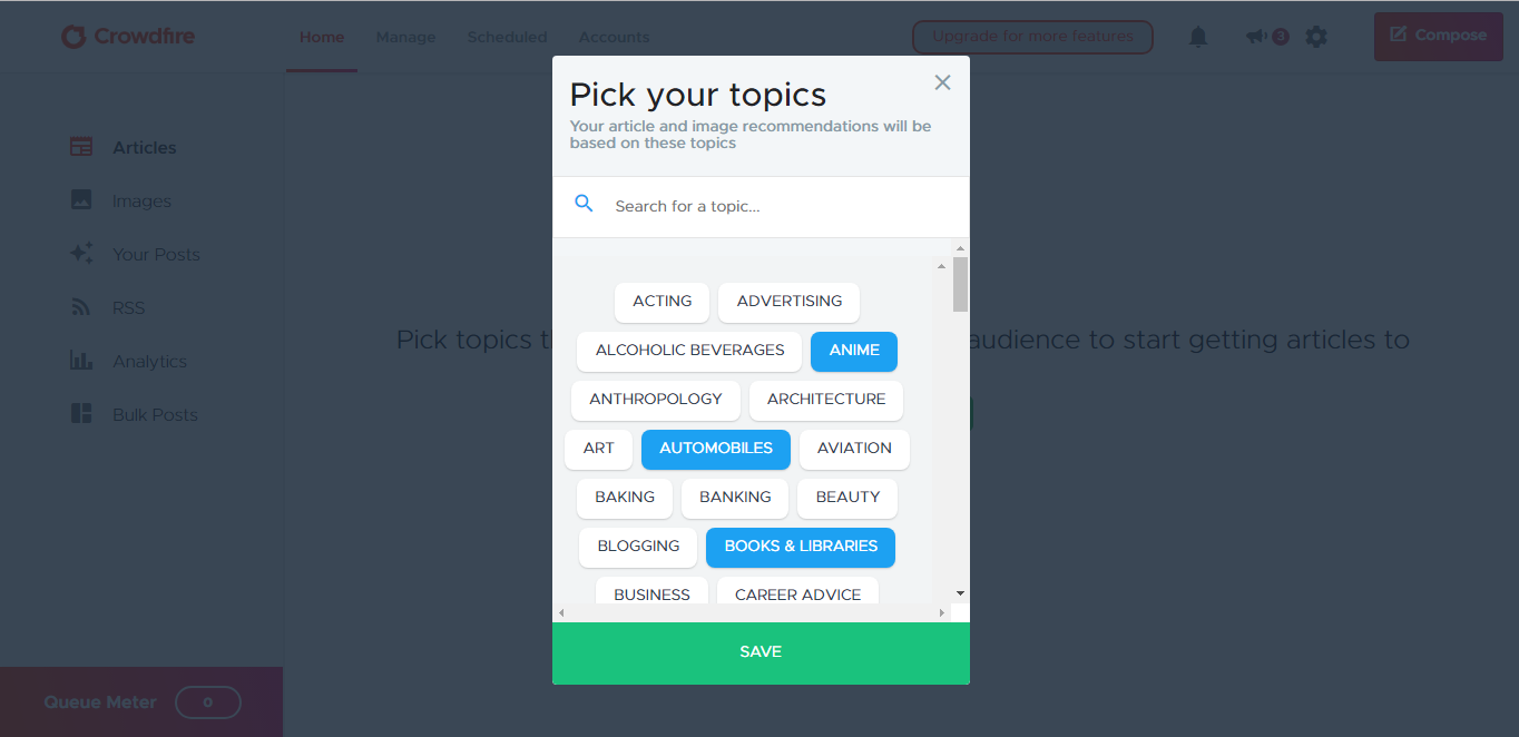 Скриншот (снимок экрана) Crowdfire