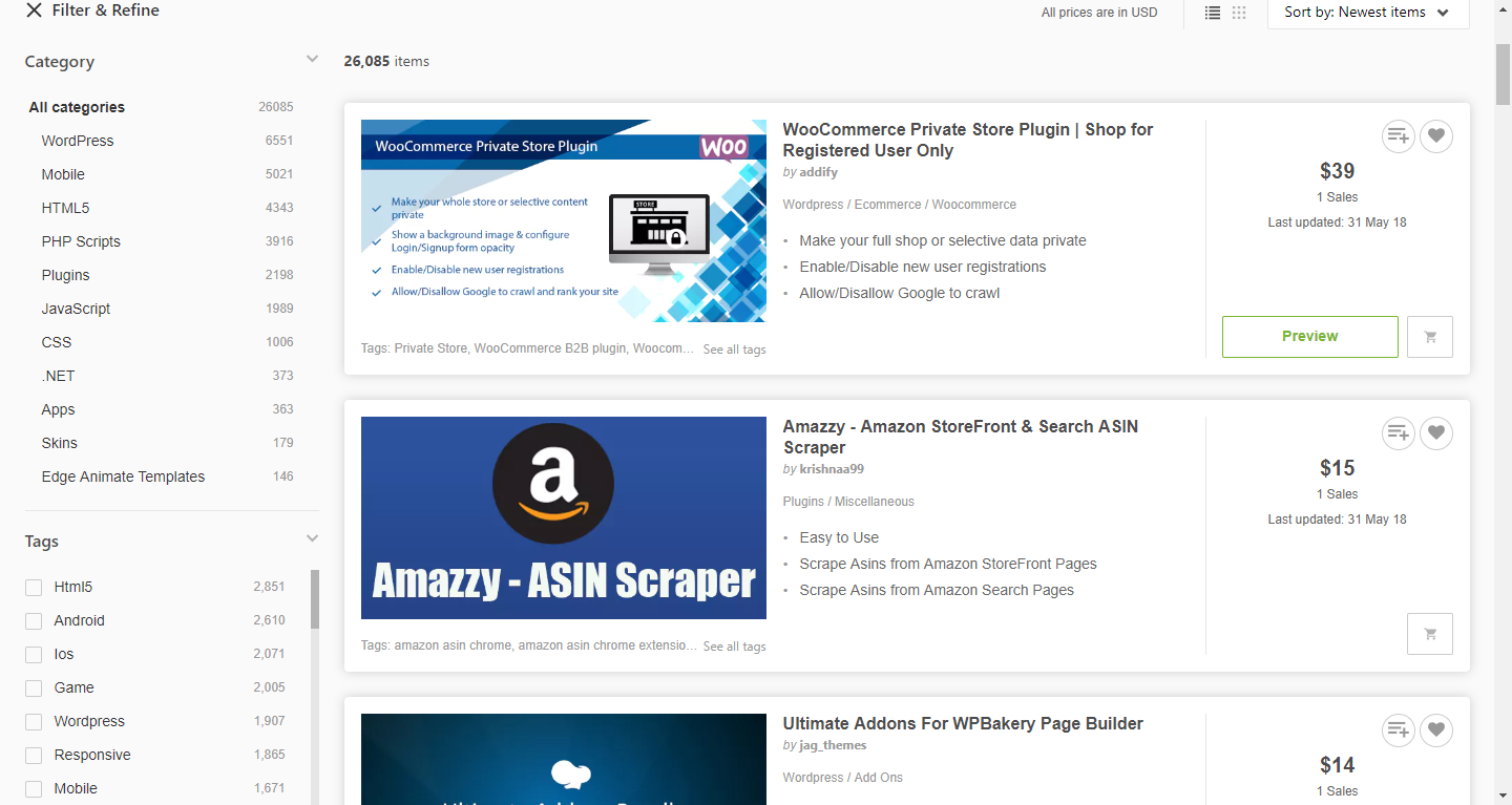 Скриншот (снимок экрана) CodeCanyon