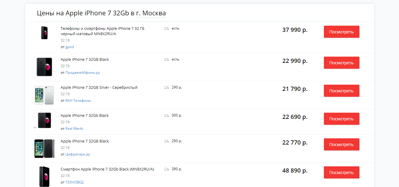 Скриншот (снимок экрана) Price.ru