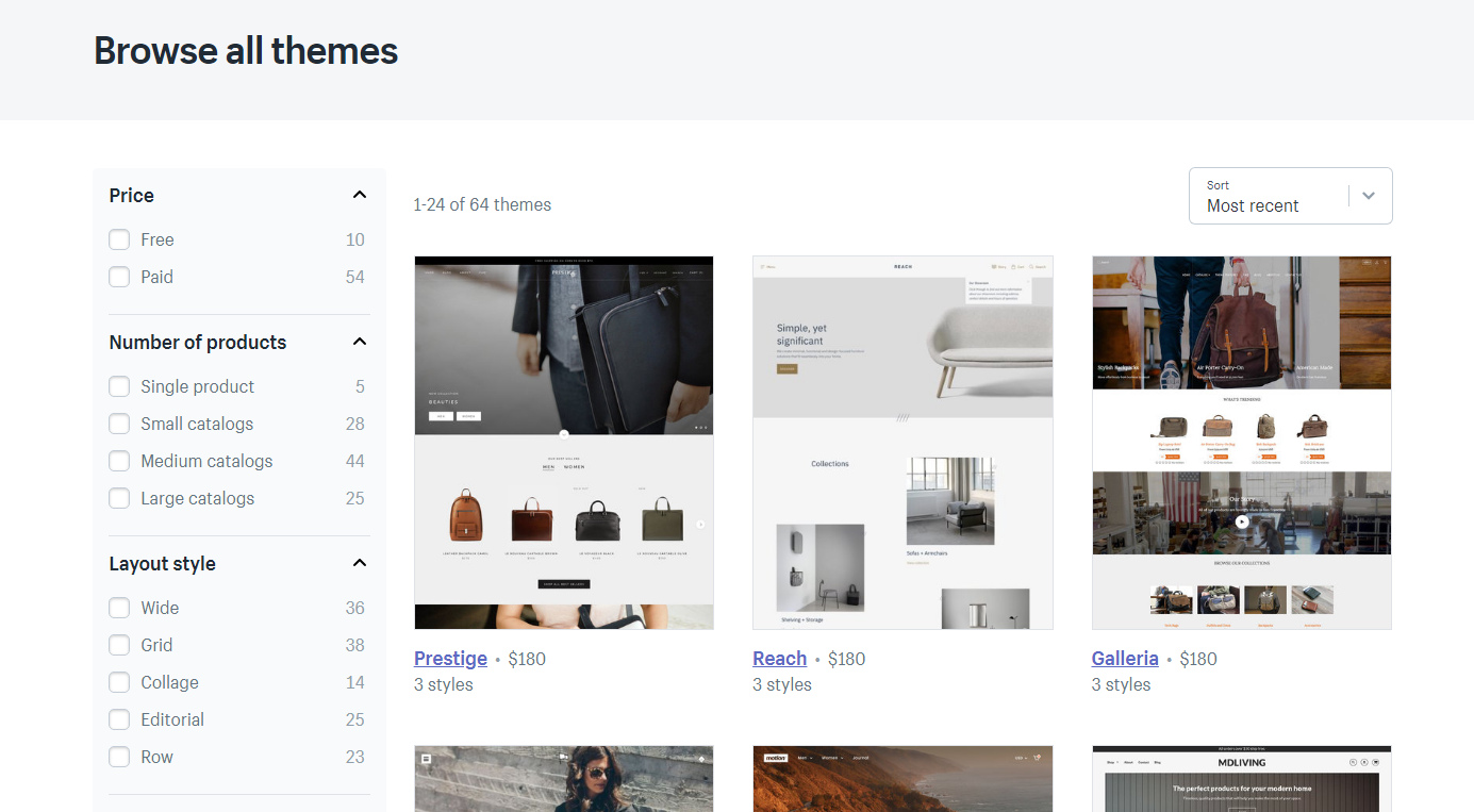 Скриншот (снимок экрана) Shopify Themes