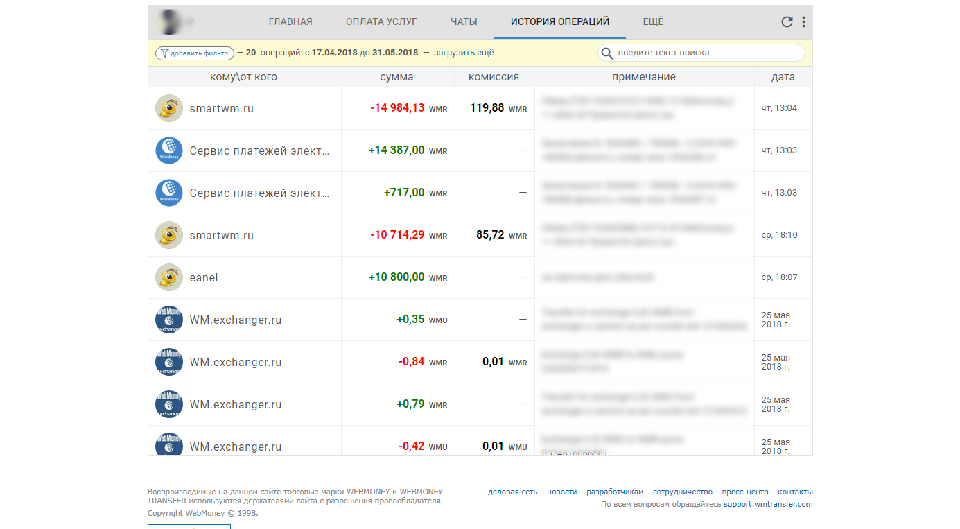Скриншот (снимок экрана) WebMoney