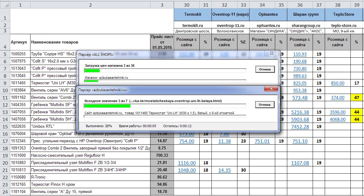 Скриншот (снимок экрана) Мониторинг цен конкурентов