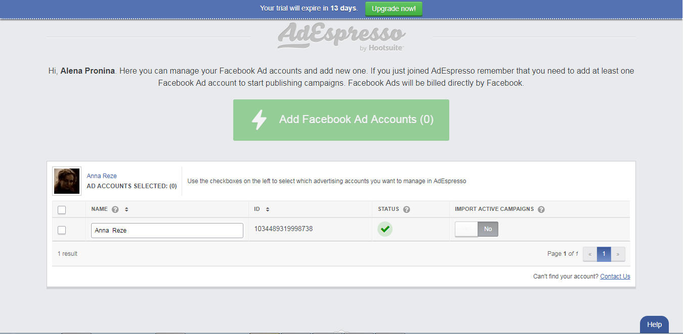 Скриншот (снимок экрана) AdEspresso