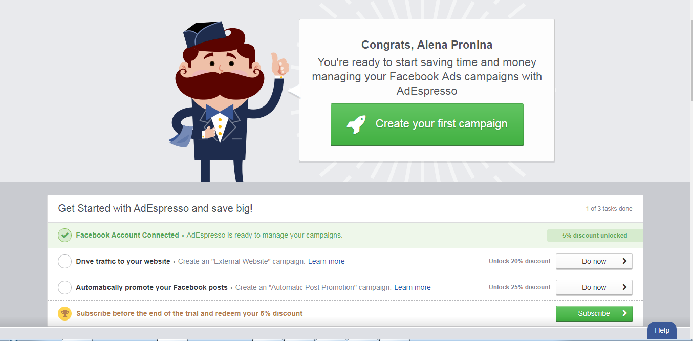 Скриншот (снимок экрана) AdEspresso