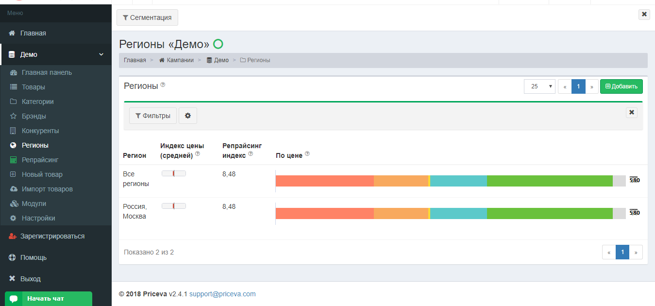 Скриншот (снимок экрана) Priceva