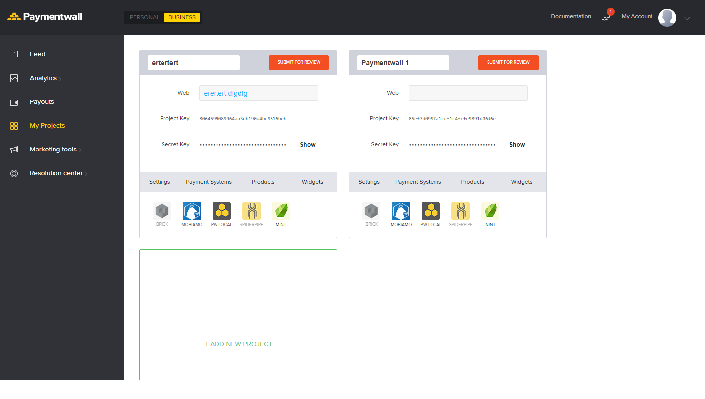 Скриншот (снимок экрана) Paymentwall