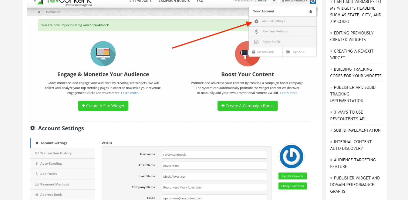 Скриншот (снимок экрана) Revcontent