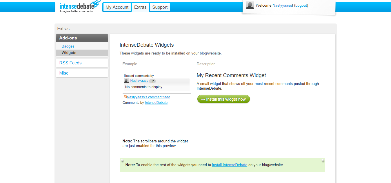 Скриншот (снимок экрана) IntenseDebate