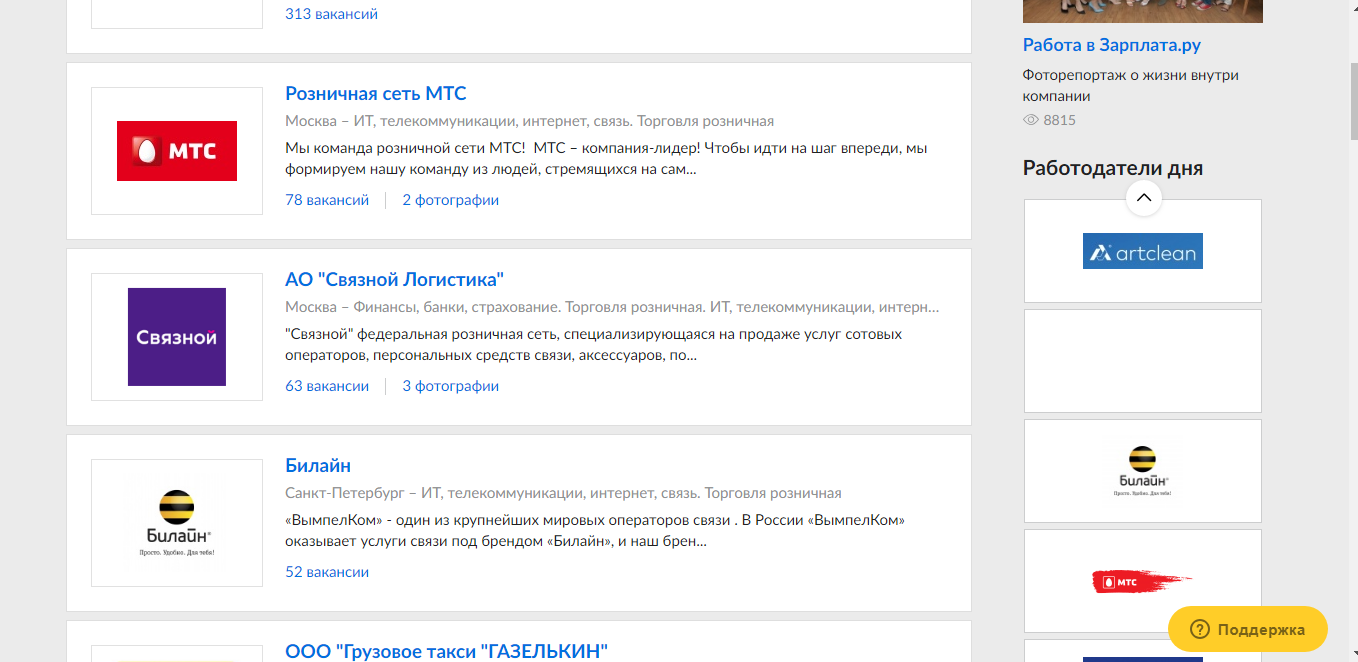 Скриншот (снимок экрана) Зарплата.ру