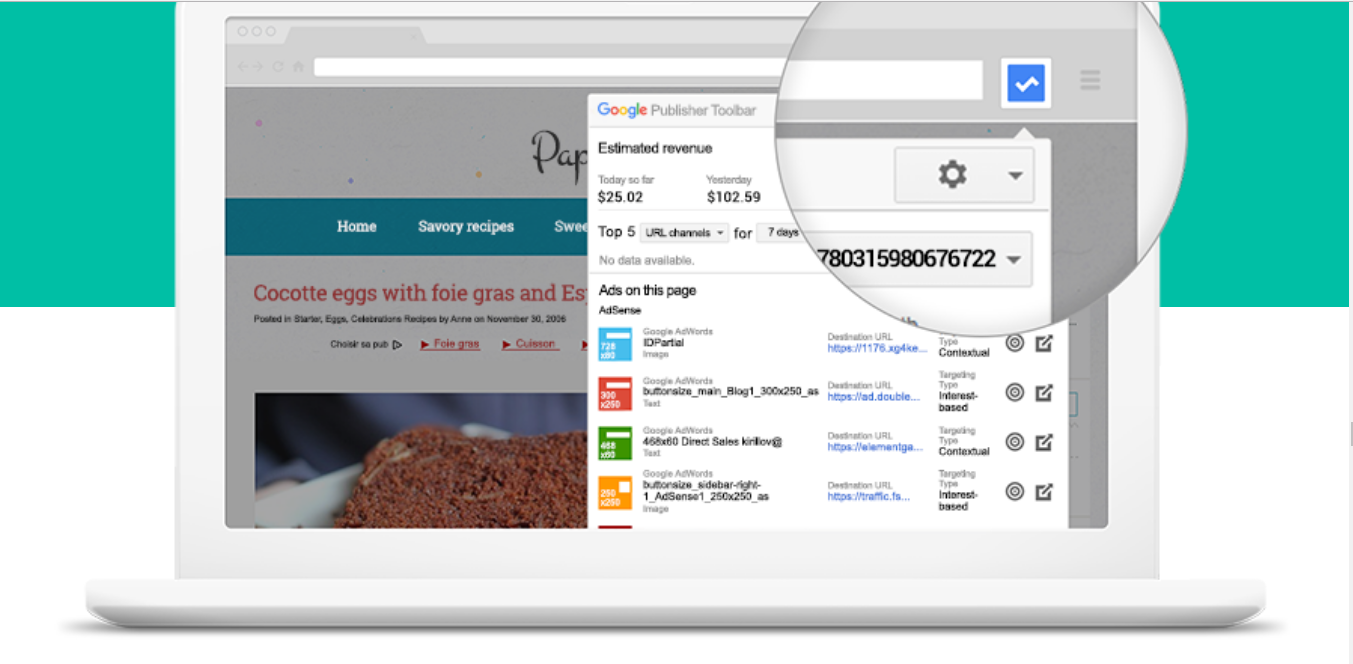 Скриншот (снимок экрана) Google AdSense