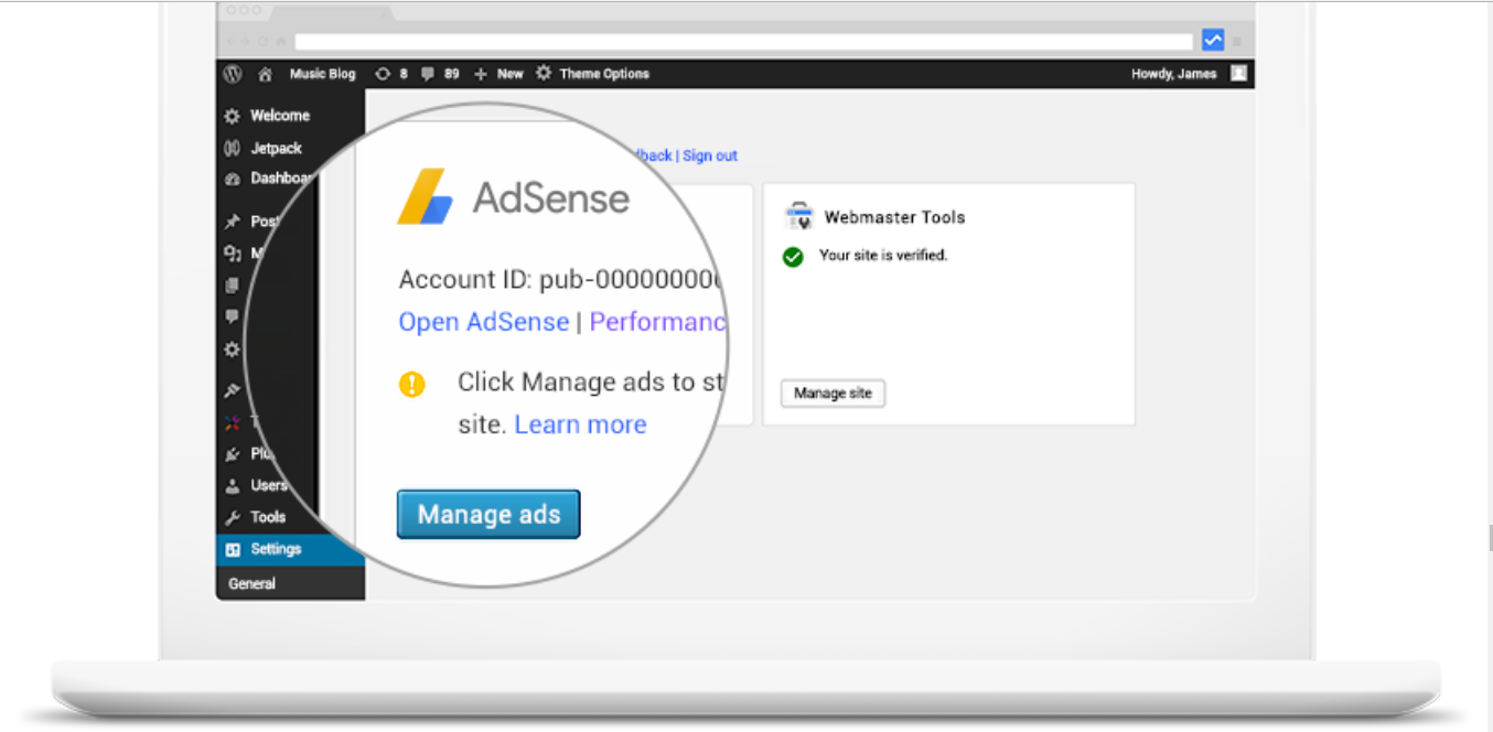 Скриншот (снимок экрана) Google AdSense
