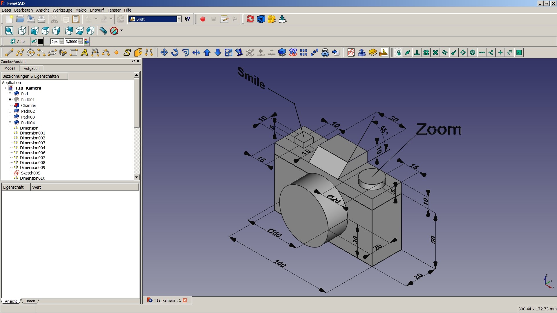 Скриншот (снимок экрана) FreeCAD