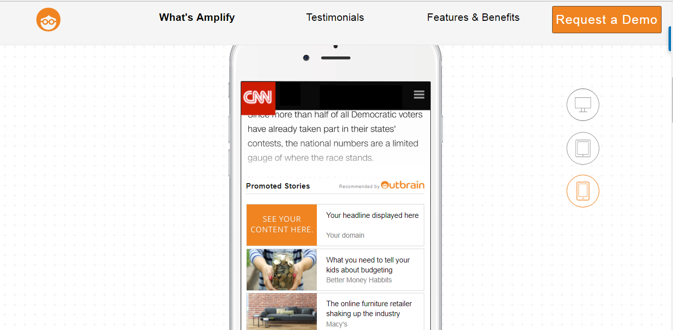 Скриншот (снимок экрана) Outbrain
