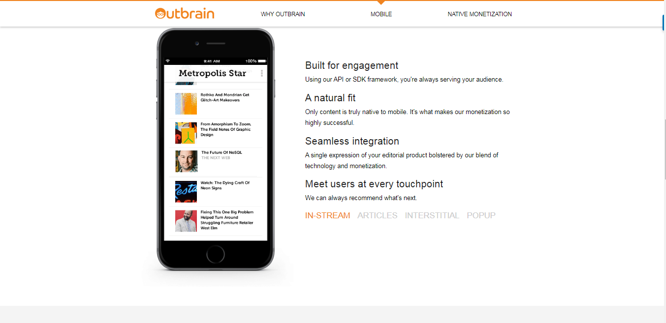 Скриншот (снимок экрана) Outbrain