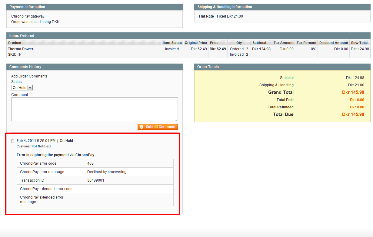 Скриншот (снимок экрана) ChronoPay