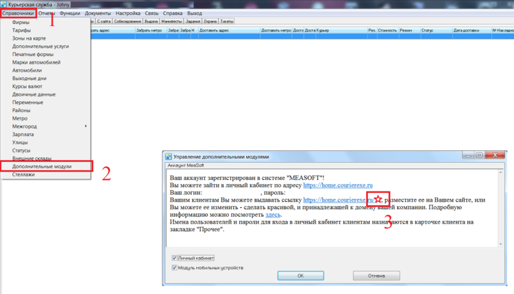 Скриншот (снимок экрана) Курьерская служба 2008