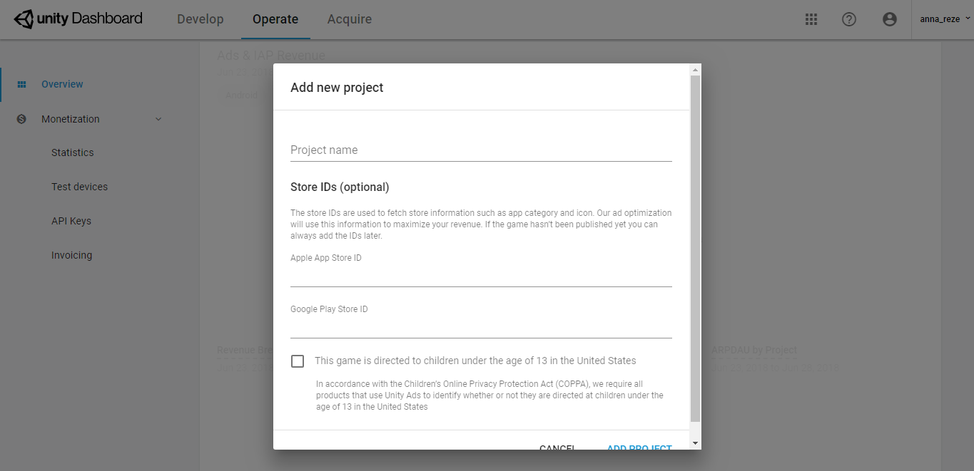 Скриншот (снимок экрана) Unity Ads